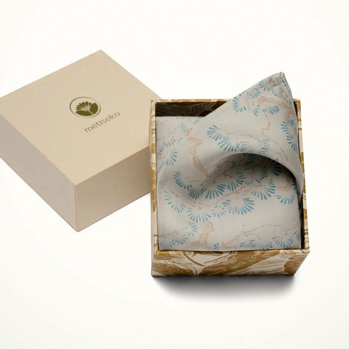 Khăn lụa vuông pocket square -PEARLWOOD SKY 45*45cm